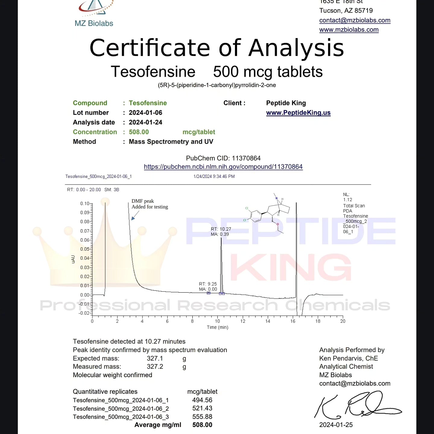 Tesofensine 500mcg